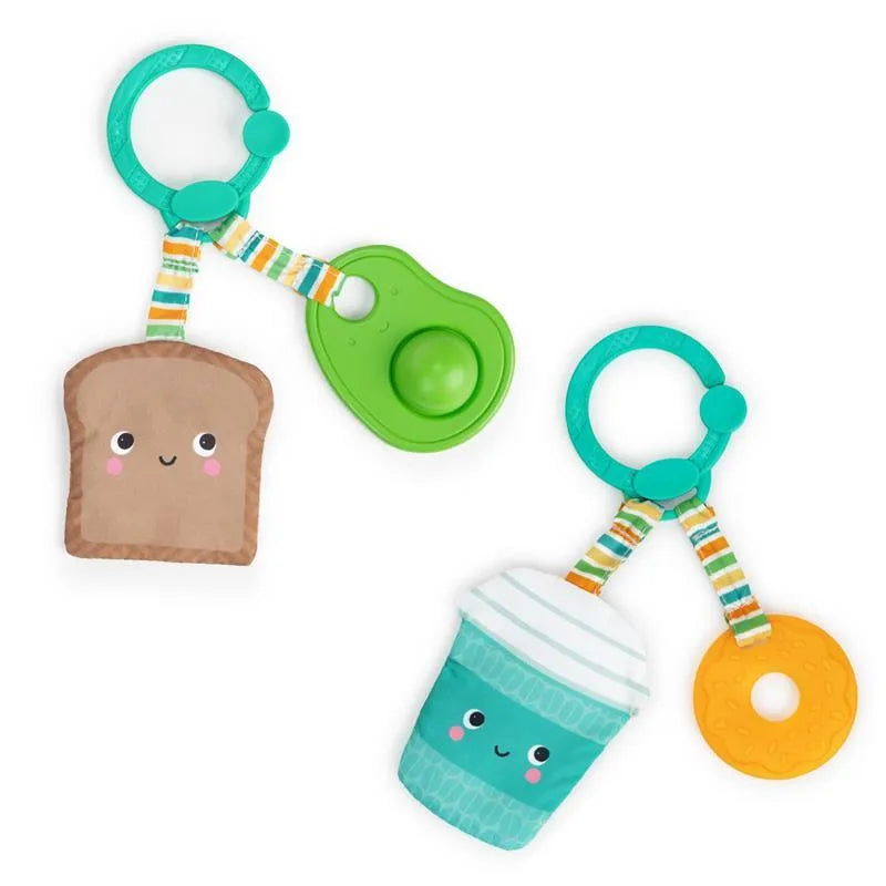 Kids II - Bright Starts Perfect Pair 2-in-1 Teether Toy, Coffee & Donuts Image 1