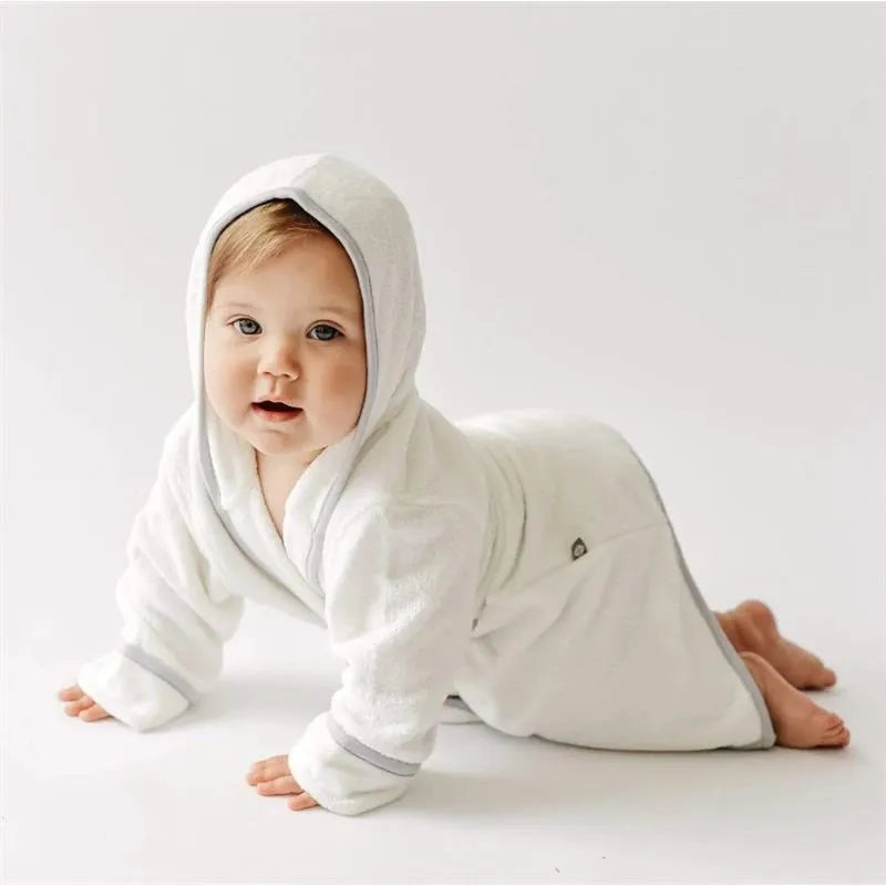 Kyte Baby - Toddler Bath Robe In Cloud With Storm Trim Image 1