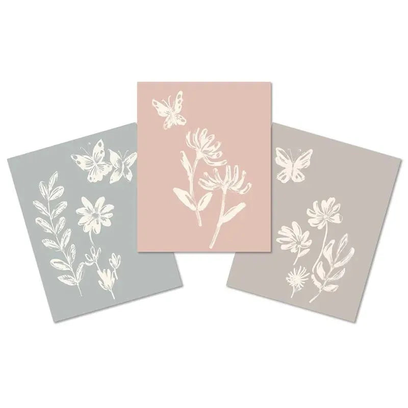 Lambs & Ivy - Baby Blooms 3 Piece Floral Unframed Nursey/Child Wall Art 11” x 14” Image 1