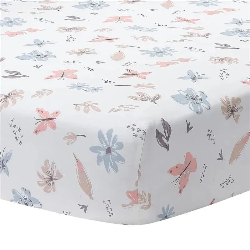 Lambs Ivy 3Pk Baby Blooms Pink Floral Butterfly Baby Crib Bedding