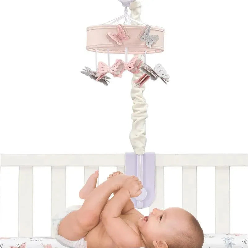 Lambs & Ivy - Baby Blooms Pink Butterfly Musical Baby Crib Mobile Soother Toy Image 3