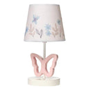 Lambs & Ivy - Baby Blooms Pink Butterfly Nursery Lamp with Floral Shade & Bulb  Image 1