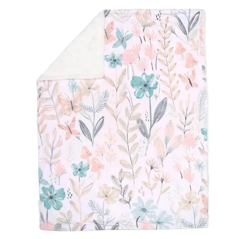 Lambs & Ivy - Baby Blooms Watercolor Floral/Butterfly Soft Fleece Baby Blanket Image 3