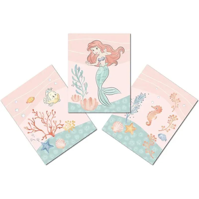 Lambs & Ivy - Bedtime Originals Disney Baby The Little Mermaid 3-Piece Unframed Wall Art, Ariel Image 1