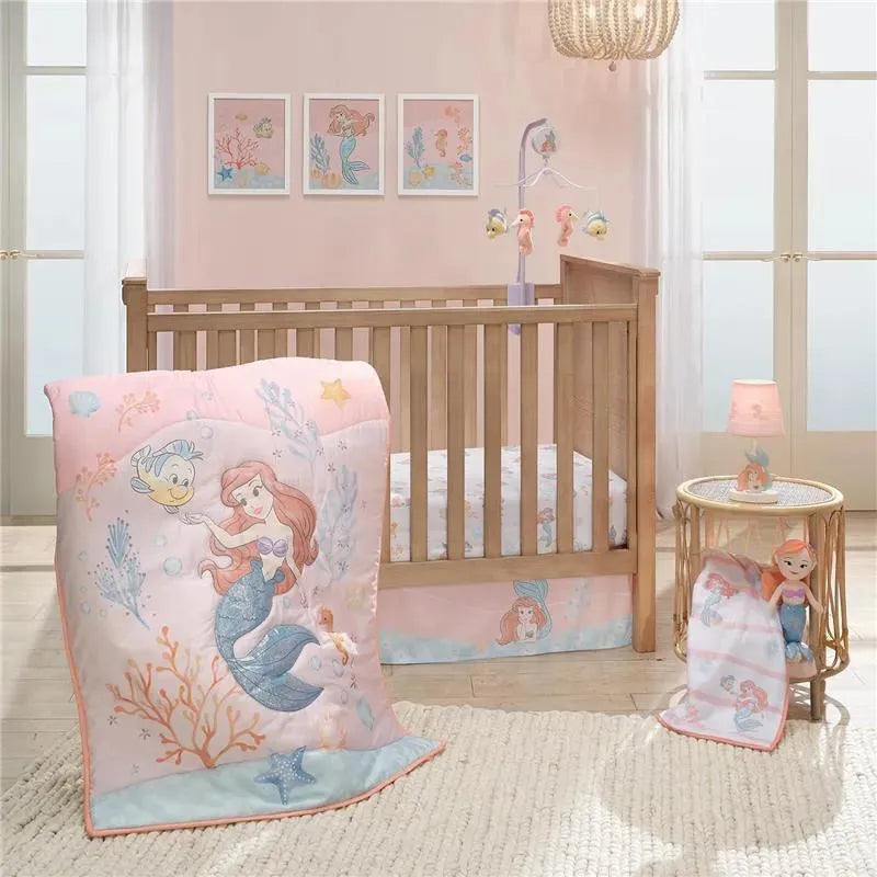 Lambs & Ivy - Bedtime Originals Disney Baby The Little Mermaid White Fitted Crib Sheet, Ariel  Image 4