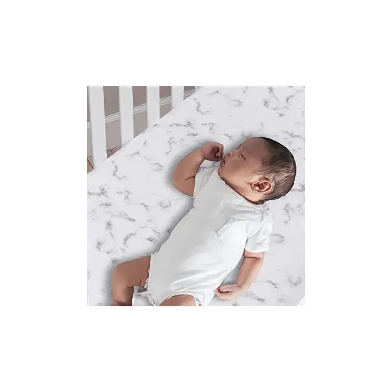 Lambs & Ivy Gray Marble Baby Crib Fitted Sheet Image 3