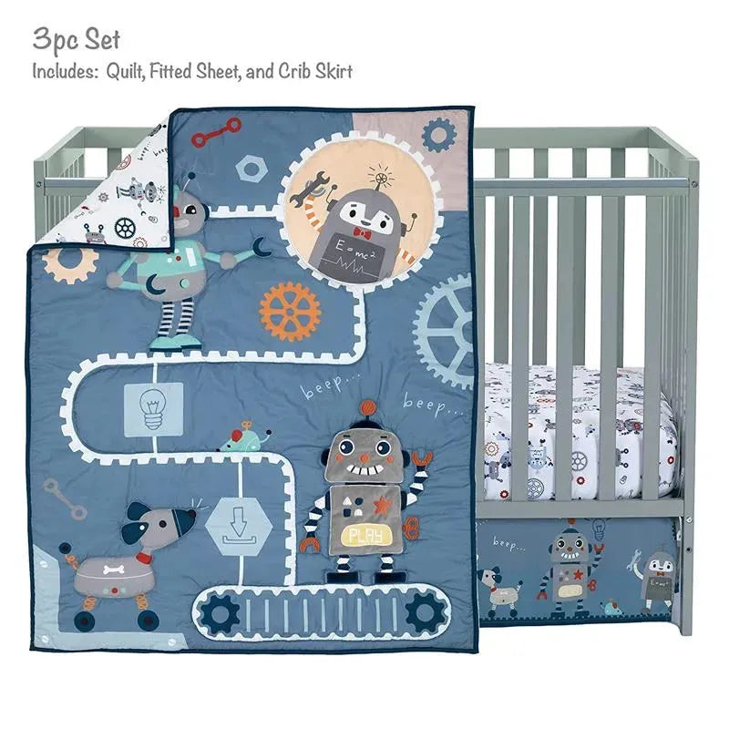 Lambs & Ivy Robbie Robot 3-Piece Baby Crib Bedding Set Image 5