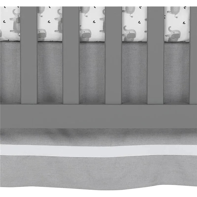 Lambs & Ivy - Signature Gray Linen with White Trim 4-Sided Crib Skirt Image 1