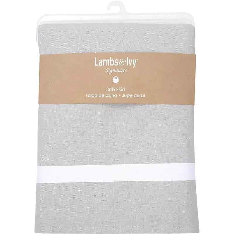 Lambs & Ivy - Signature Gray Linen with White Trim 4-Sided Crib Skirt Image 4