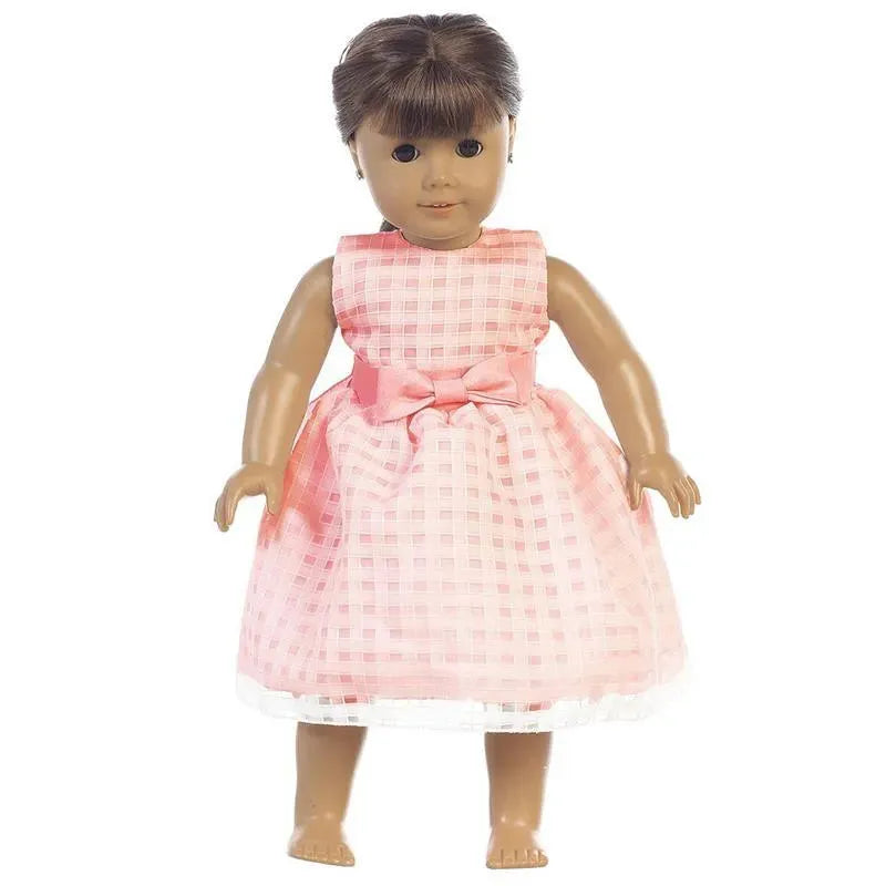 Lito - Organza Dress With Burnout Squares Dolls Dress, Coral  Image 1