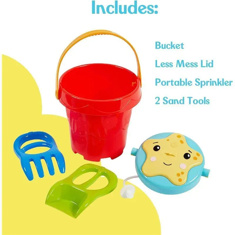 Little Kids - Fisher-Price Toddler 3-in-1 Beach Bucket, Portable Sprinkler and Sandcastle Mold Image 3