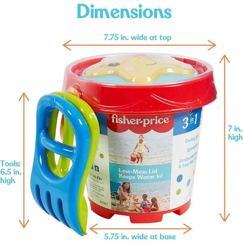 Little Kids - Fisher-Price Toddler 3-in-1 Beach Bucket, Portable Sprinkler and Sandcastle Mold Image 6