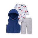 Little Me - Dino 3Pc Vest Set, 9M, Blue Image 1