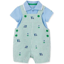 Little Me - Baby Boy Golf Woven Shortall Set, Green Image 1