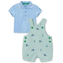 Little Me - Baby Boy Golf Woven Shortall Set, Green Image 3