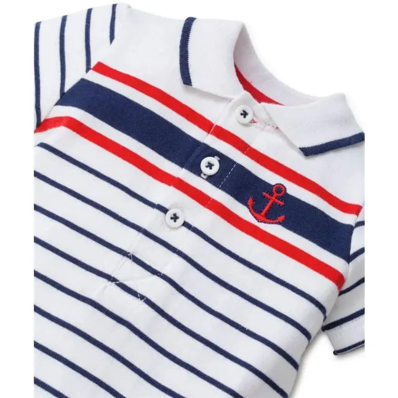 Little Me Breezy Sails Striped Romper, Navy/White Image 2