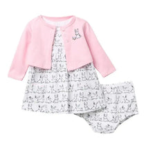 Little Me - Bunny Dress Set, White Print.