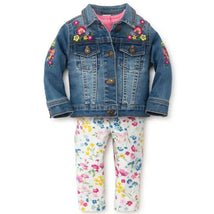 Little Me Denim Jacket Set, White Floral Image 2