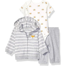 Little Me - Fox 3 Pc Hoodie Set, Grey Image 1