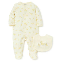 Little Me - Little Ducks Footie/Bib, Yellow Print Image 1