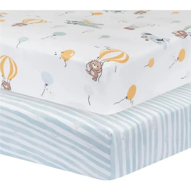 Living Textiles - 100% Cotton Jersey Crib Fitted Sheet, Up and Up Away Image 2