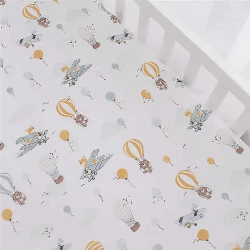 Living Textiles - 100% Cotton Jersey Crib Fitted Sheet, Up and Up Away Image 3