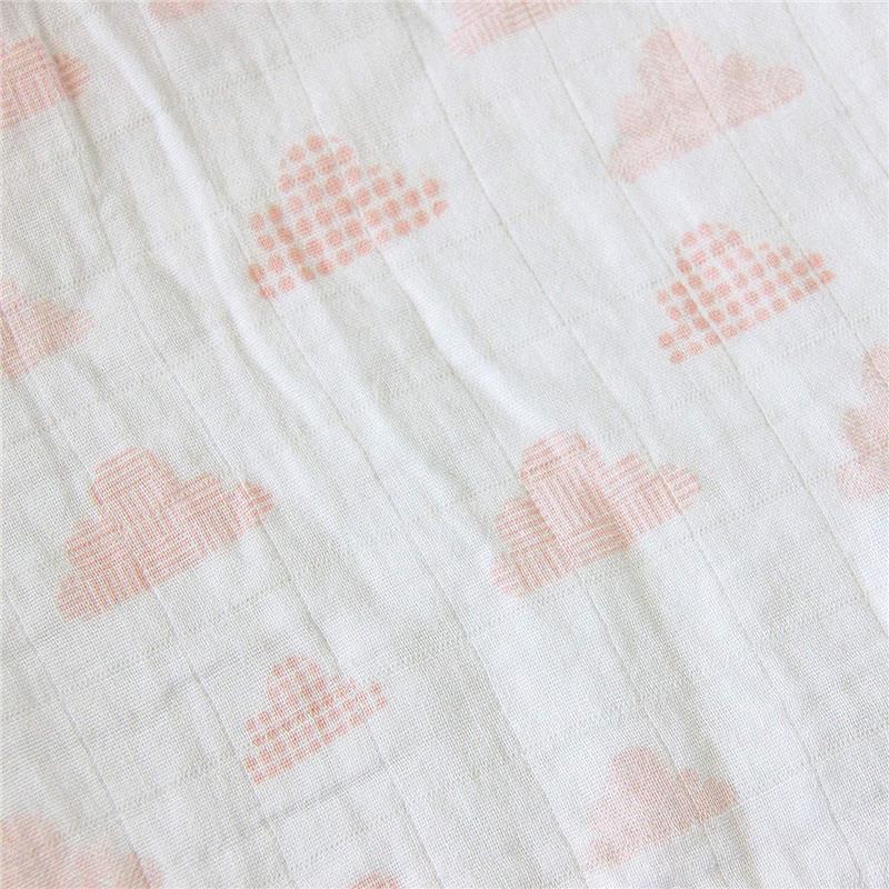 Living Textiles Muslin Crib Fitted Sheet - Pink Clouds Image 5