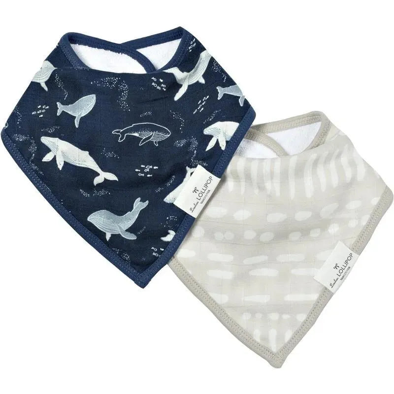 Loulou Lollipop - Bib Set (Muslin), Blue Whales Image 1