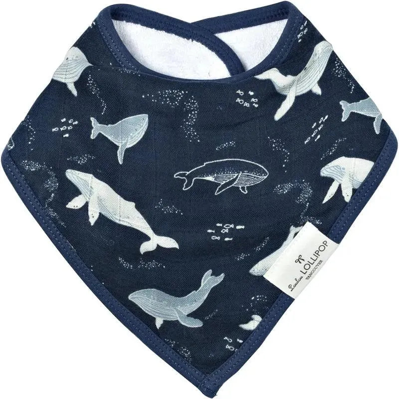 Loulou Lollipop - Bib Set (Muslin), Blue Whales Image 4