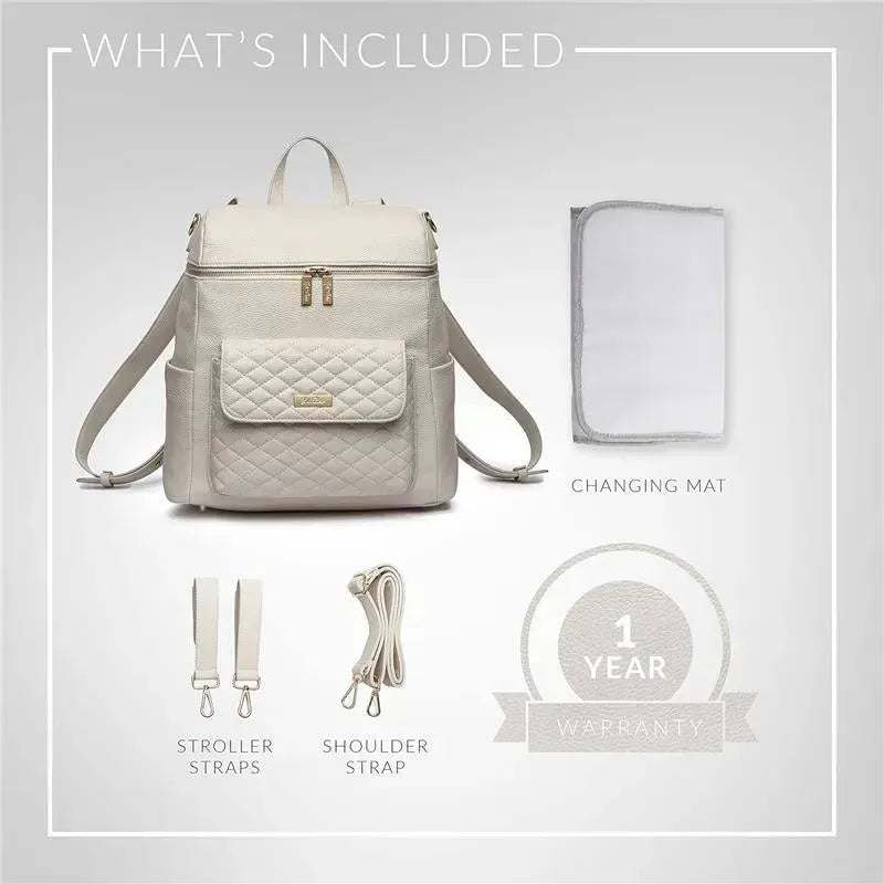 Luli Bebe - Monaco Diaper Bag Backpack, Pearl-White Image 9