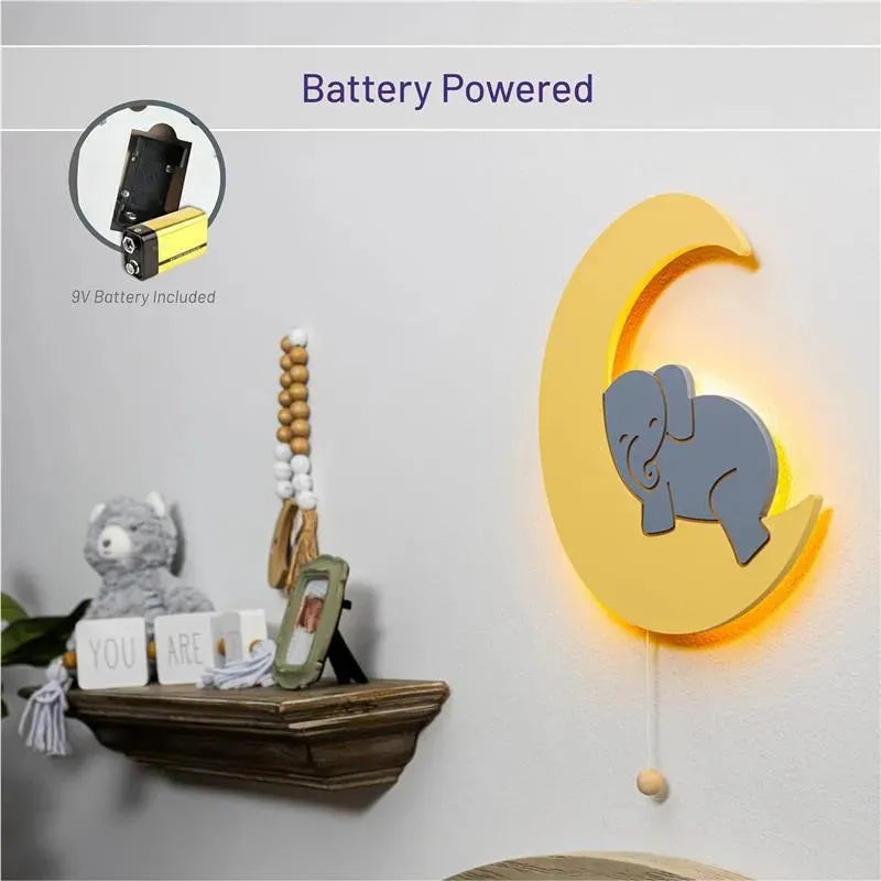 LumieWorld - Lumipets Lighted Elephant on Moon, Nursery Night Light, Wall Mounted Lighted Image 2