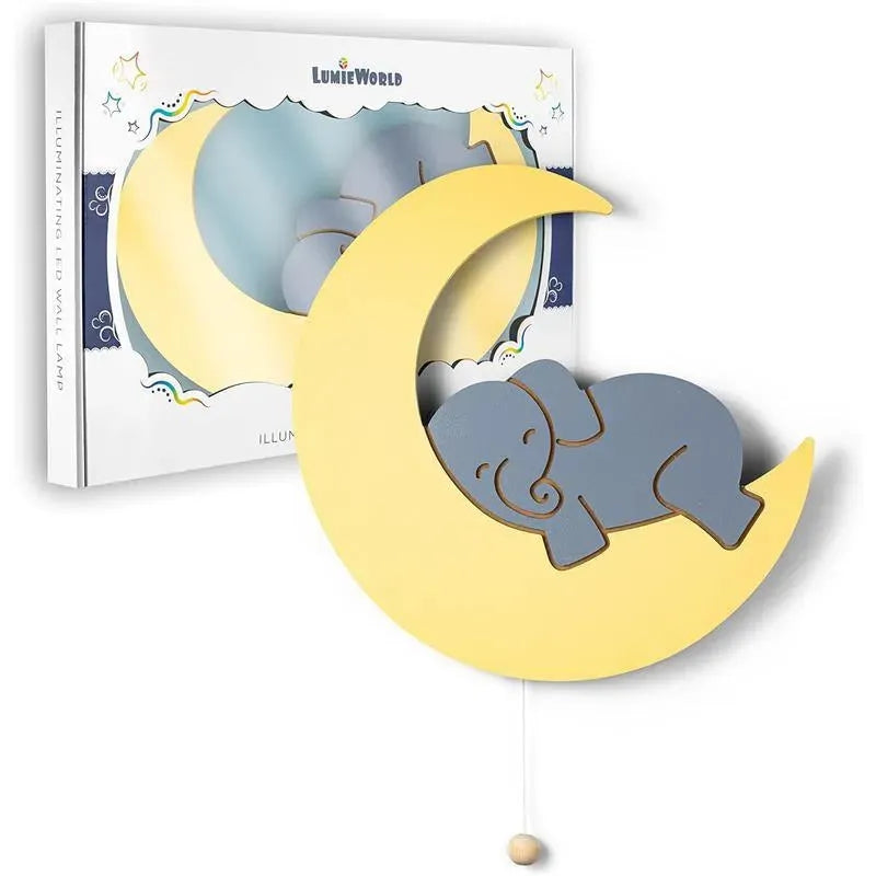 LumieWorld - Lumipets Lighted Elephant on Moon, Nursery Night Light, Wall Mounted Lighted Image 3