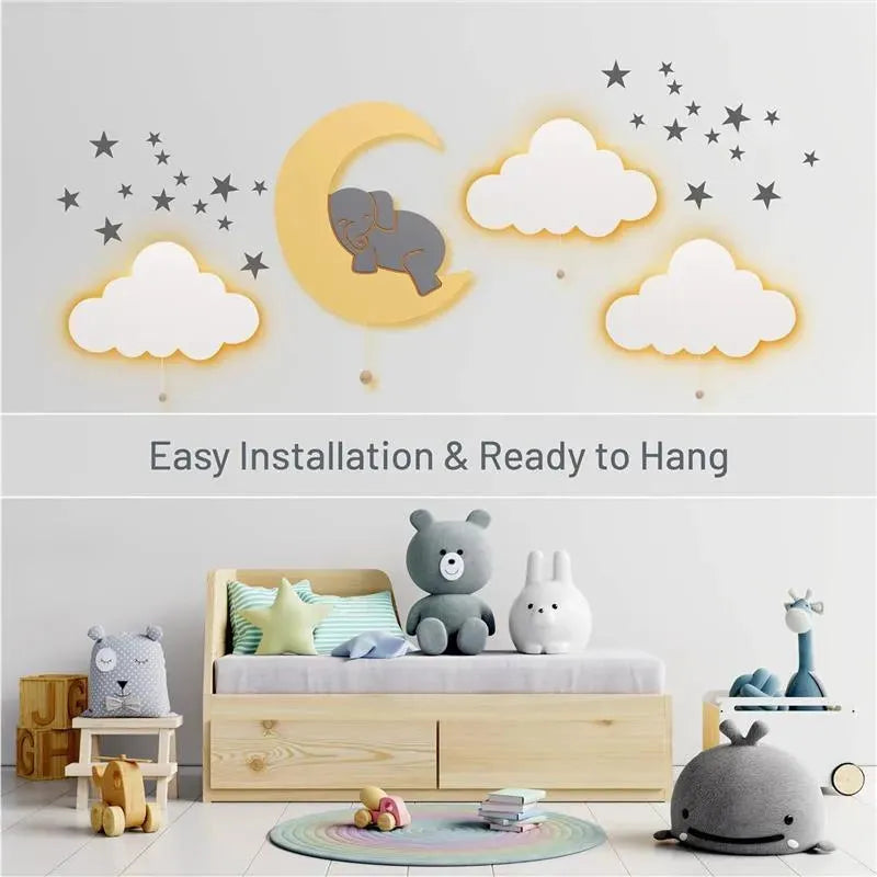 LumieWorld - Lumipets Lighted Elephant on Moon, Nursery Night Light, Wall Mounted Lighted Image 4