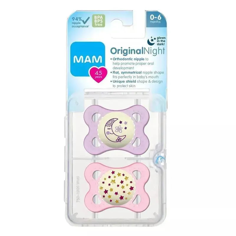 Mam Girls' Night Pacifiers, 0-6M Image 2