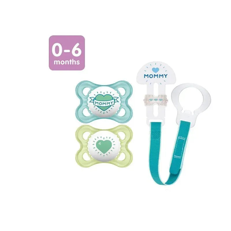 Mam - Love & Affection Pacifiers & 1 Clip - 0 - 6 M Boy Image 2