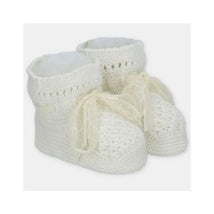 Martin Aranda - Baby Booties Knit Marfil, Pink Ciruela Image 1