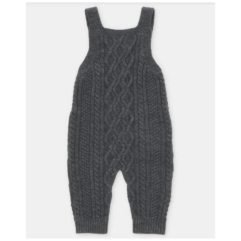 Martin Aranda - Baby Boy Separate Knit Short Overall Moutard, Light Grey Image 2