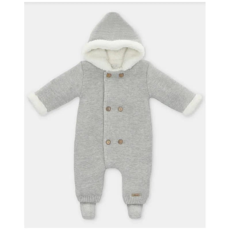 Martin Aranda - Baby Boy Sweater Knit Lined Pramsuit With Removable Feet Glace, Light Blue Image 1