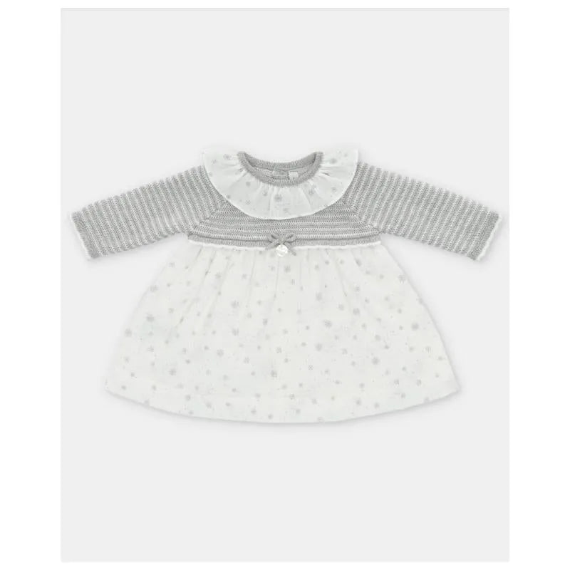 Martin Aranda - Baby Girl Knit Woven Mix Dress & Glace, Light Grey Image 1