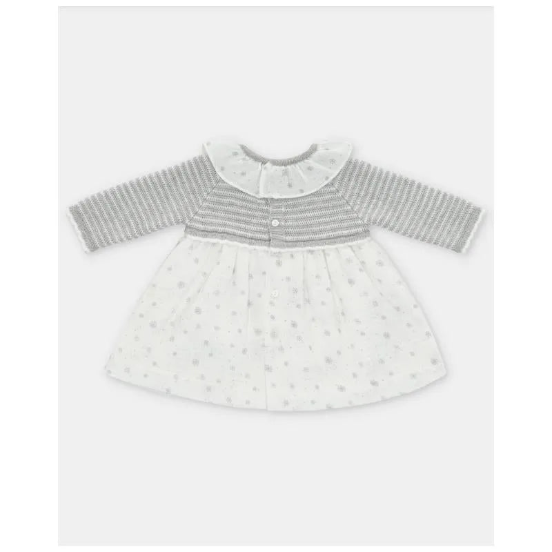 Martin Aranda - Baby Girl Knit Woven Mix Dress & Glace, Light Grey Image 2