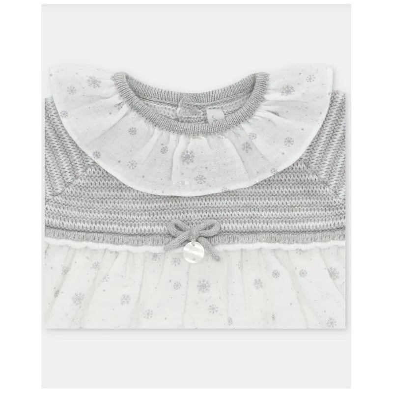 Martin Aranda - Baby Girl Knit Woven Mix Dress & Glace, Light Grey Image 3