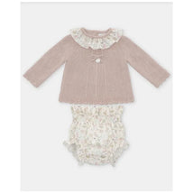 Martin Aranda - Baby Girl Peonia Set Sweater Matching Bloomer, Rosa Palo Image 1