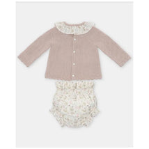 Martin Aranda - Baby Girl Peonia Set Sweater Matching Bloomer, Rosa Palo Image 2