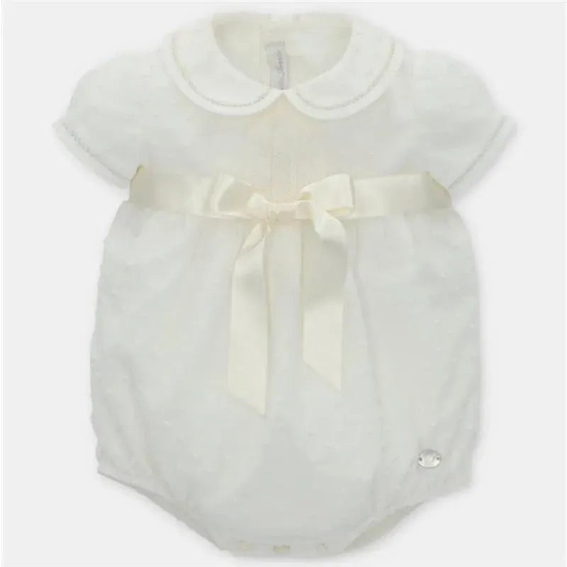 Martin Aranda - Baby Short Romper Woven Plumeti Nuage, Ivory Image 1