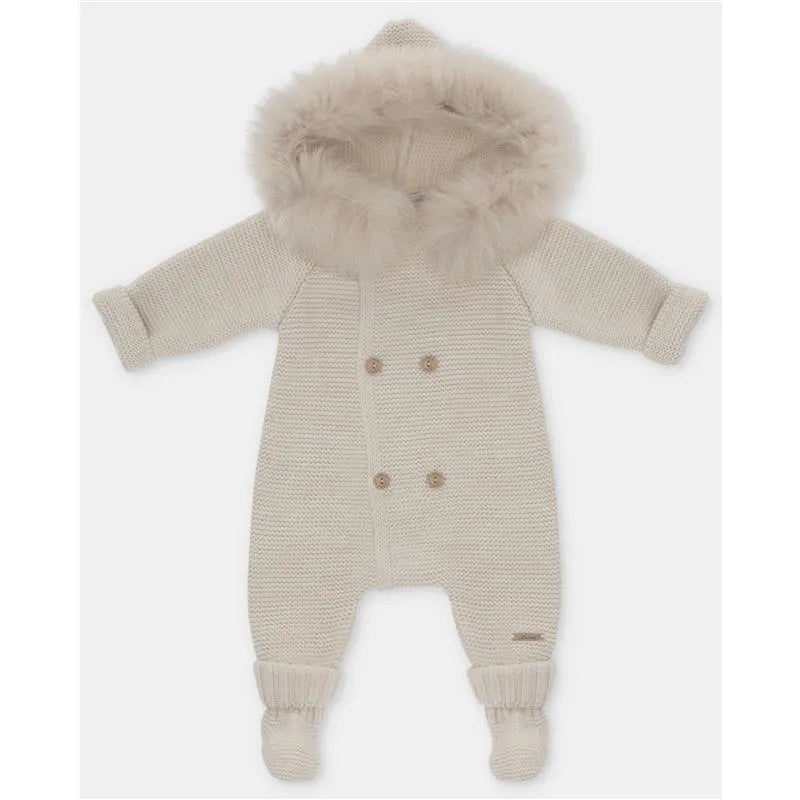 Martin Aranda - Sweater Knit Lined Pramsuit With Removable Feet Real Fur Sabbia, Arena Image 1