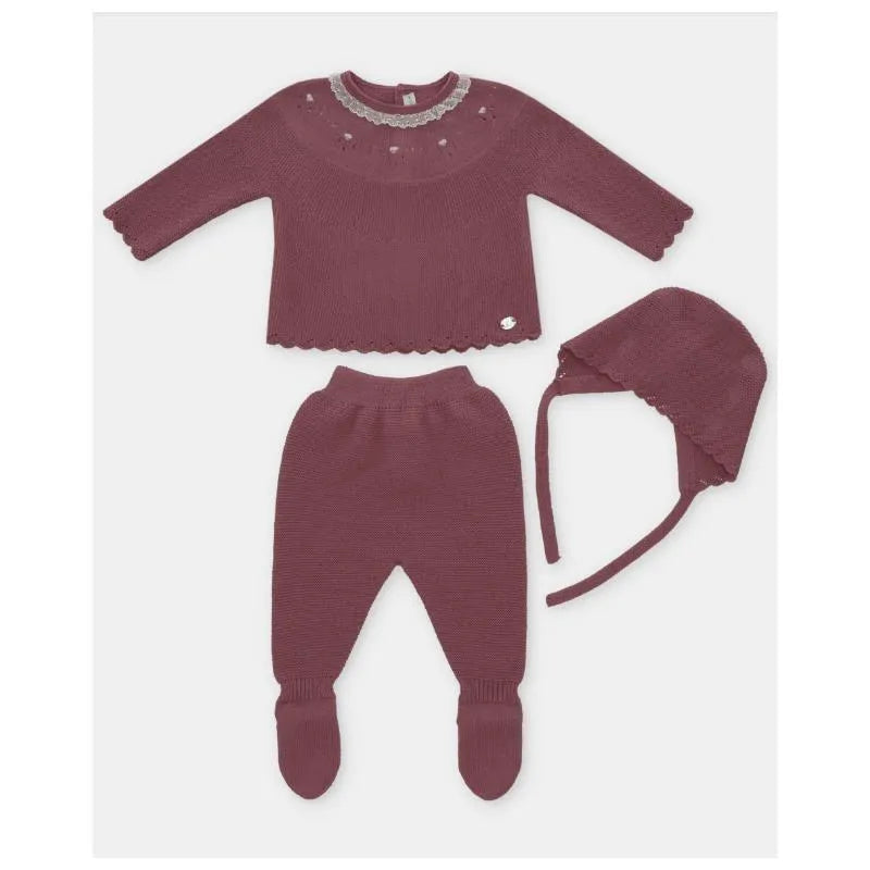 Martin Aranda - Take Me Home Set Sweater, Leggings & Bonnet Plum, Light Pink Image 1