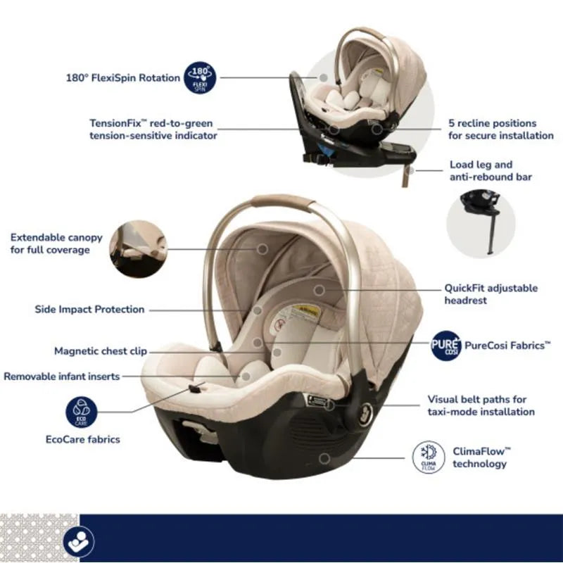 Maxi-Cosi - Peri 180° Rotating Infant Car Seat Kindred Collection, Natural Heritage Image 3