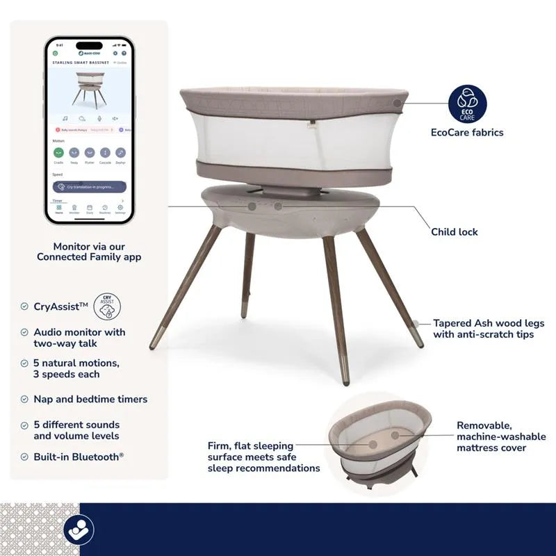 Maxi-Cosi - Starling Smart Bassinet Kindred Collection, Natural Heritage Image 2