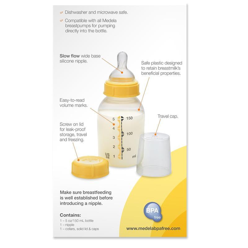 Medela Breastmilk Bottle Spare Parts with 3 Slow-flow Wide Base Nipples by  Me 