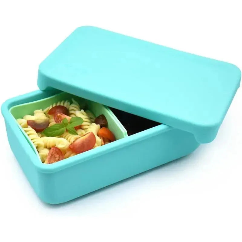 Melii - 100% Silicone Bento Box with Removable Dividers, 2 Compartments, Blue Mint Image 1